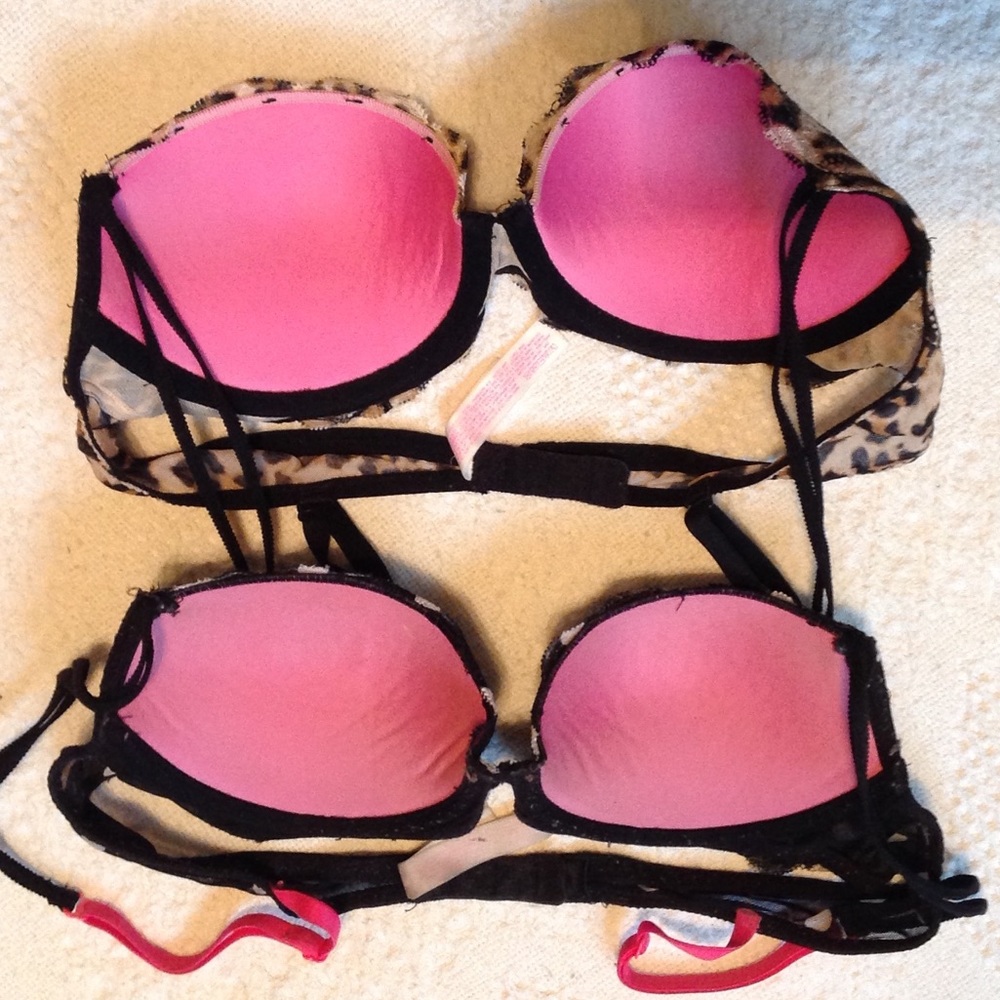 ⭐️⭐️VS PINK 34A push-up bra x2 cheetah polka dot - Picture 5 of 5